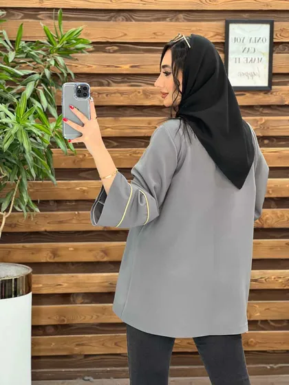 مانتو یقه دوبل مغزی دوزی