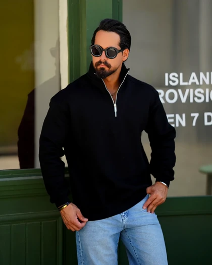 دورس سه‌نخ داخل کرکی نیم‌زیپ مردانه