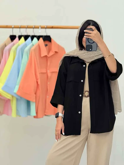 مانتو برش‌دار سر آستین دکمه