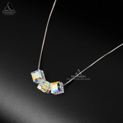گردنبند سه کریستال سواروسکی Swarovski Cube Crystal Necklace 01