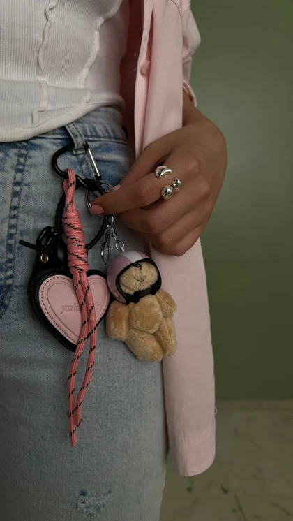 چارم بگ تدی موتور سوار صورتی