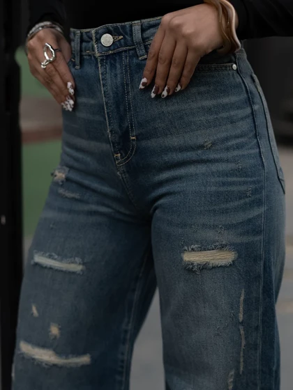 شلوارجین زنانه مدل وایدلگ قد110