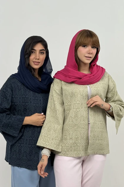 کت زنانه ژاکارد آستین چاک‌دار