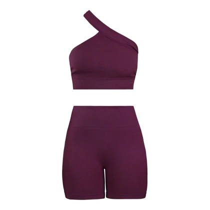 ست نیم‌تنه و کشاله بند ورزشی زنانه مدل 2061 بادمجانی