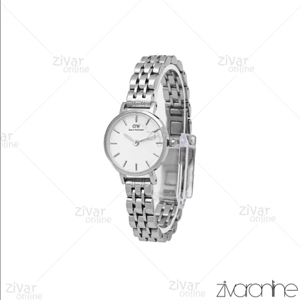 ساعت دنیل ولینگتون زنانه گرد نقره ای صفحه سفید خطی اسمال 106002