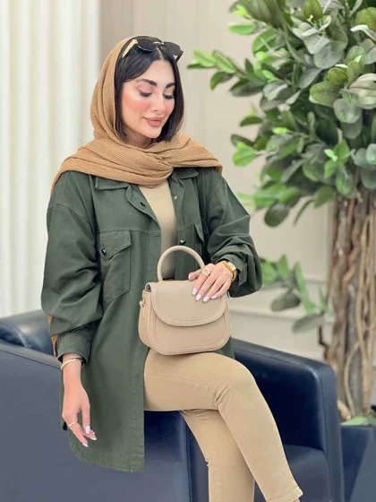 مانتو کتان دو جیب پاکتی شیلا