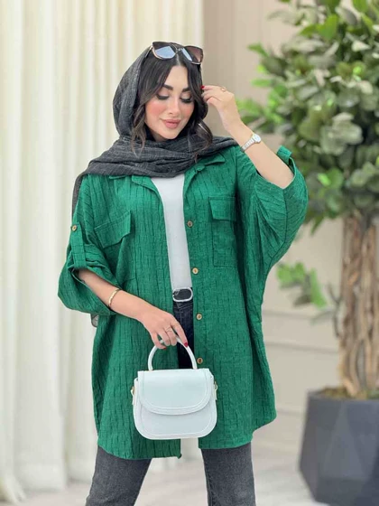 مانتو پانچ آستین پاگن جیب پاکتی