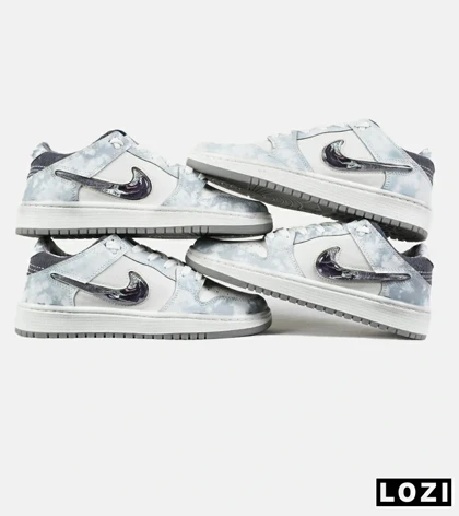 کفش کتانی مردانه و زنانه آبی سفید NIKE dunk low steam puppet