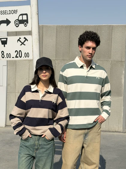 پولو شرت اورجینال اسپرینگ فیلد راه راه کرم سبز/Original Springfield polo shirt