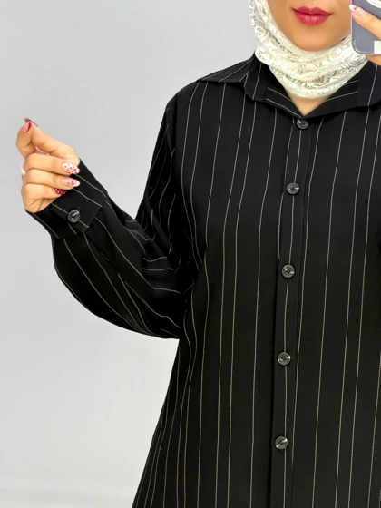 مانتو جلو دکمه کرپ پرادا ماینا کد 9571214