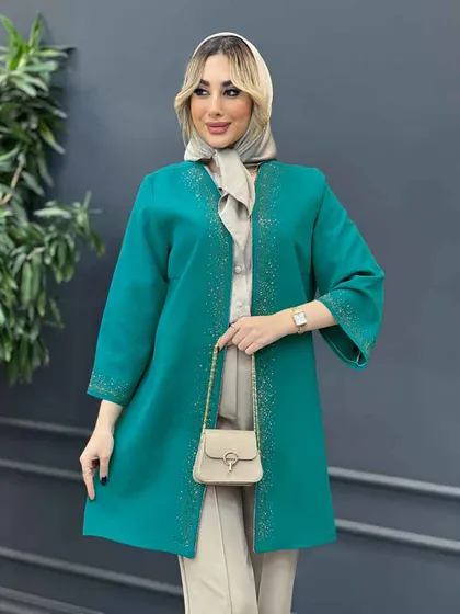 مانتو جلو باز نگین‌دار