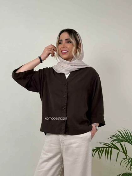 شومیز سیلک باکسی کراپ زنانه