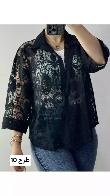 شومیز دانتل سرمه زنانه 32576