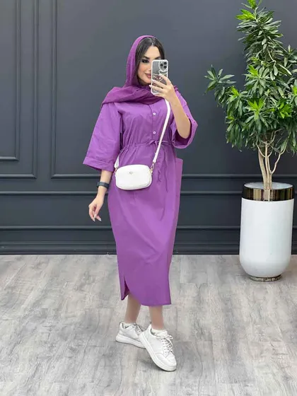 مانتو پیراهنی بلند جلو دکمه
