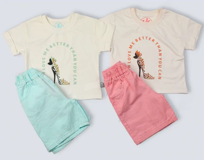 ست تیشرت شلوارک پاستیلی طرح کفش