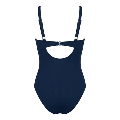 مایو یک‌تکه Cupshe مدل Navy Sweetheart – سرمه‌ای کلاسیک با پنل توری (Power Mesh) و برش Cut-out
