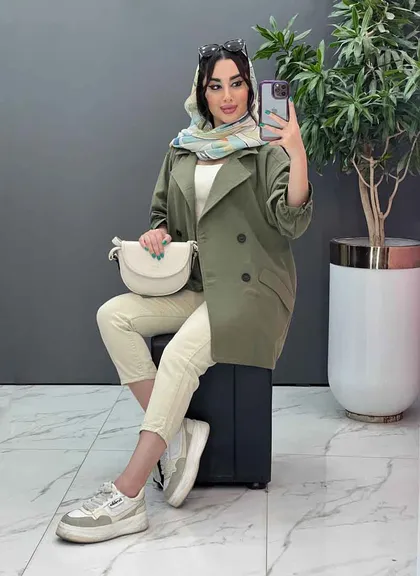 مانتو کتی چهاردکمه آستین کش