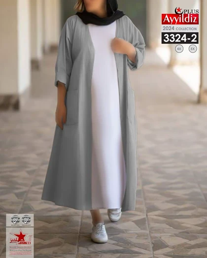 مانتو آزاد جلو باز زنانه سایز بزرگ کد 3324