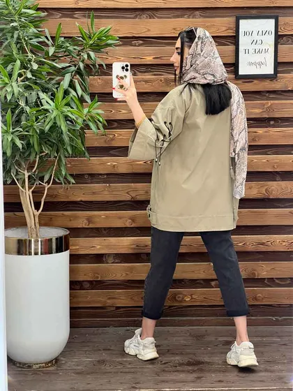 مانتو لینن آستین بنددار