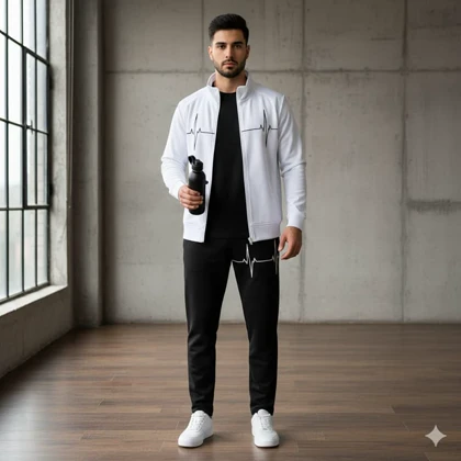 ست سویشرت شلوار مردانه سفید مدل EKO