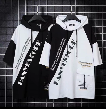 تیشرت آستین کوتاه کلاهدار