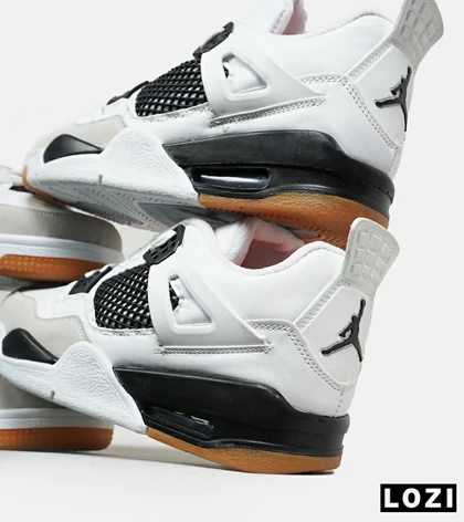 کتانی ساق‌دار بزرگ پا سفید طوسی Nike air jordan 4