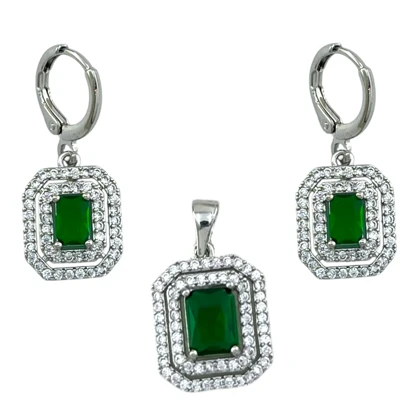 نیم‌ست زنانه مدل امرالد آمور طرح زمرد نگین‌دار