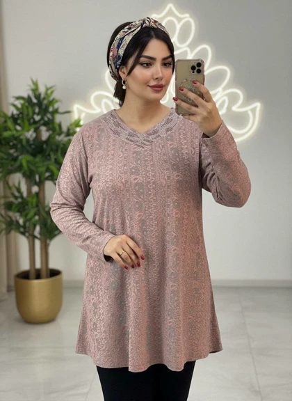تونیک نگین‌دار مدل ژالین | تونیک نگین‌دار مدل ژالین کد 50286 کد 9854