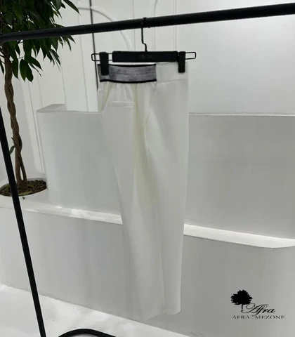 شلوار کرپ کمر نقره ای راسته کد 14003566