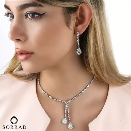 ست گردنبند و گوشواره جواهری کریستال اپال کلیو