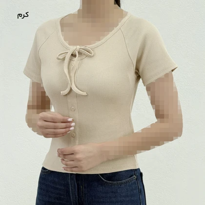 تیشرت زنانه کبریتی جلو گره‌ای | آی بولک