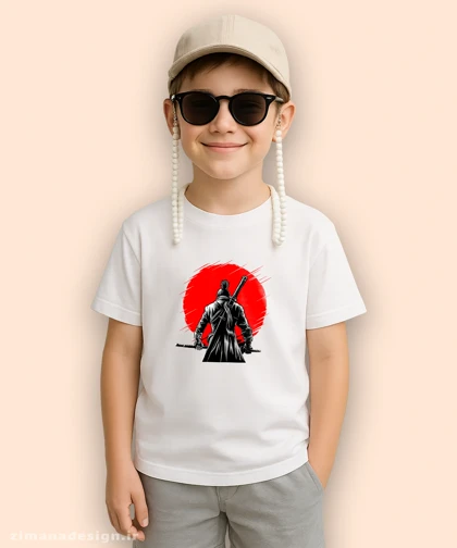 تیشرت بچگانه مدل One-armed Wolf red sun 2