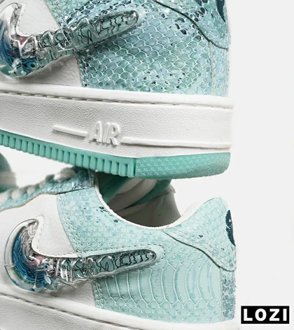 کفش کتانی مردانه و زنانه سفید آبی سبز NIKE dunk low steam puppet