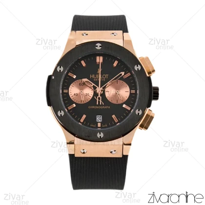 ست ساعت هابلوت کلاسیک فیوژن سه موتوره مشکی رزگلد 102212