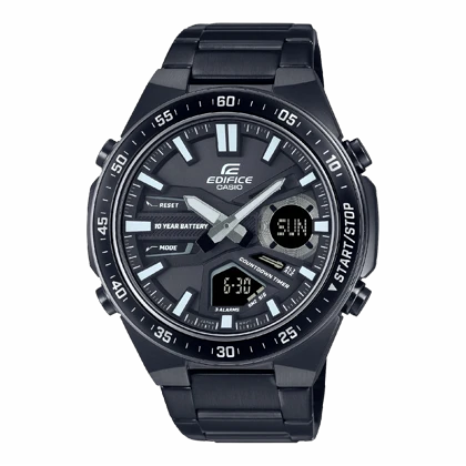 ساعت مچی مردانه کاسیو ادیفایس (Casio Edifice) مدل EFV-C110DC-1ADF (آنالوگ-دیجیتال, تمام مشکی, باتری 10 ساله)
