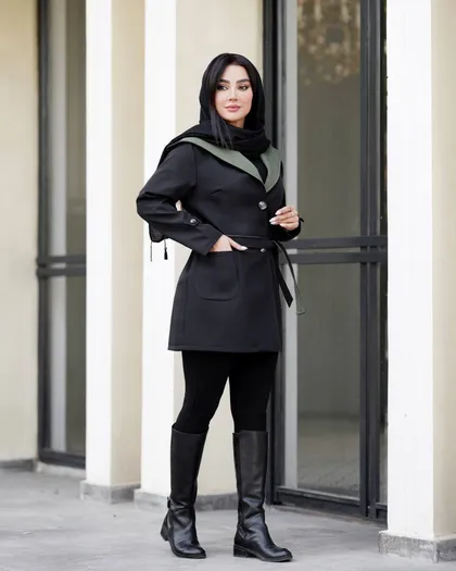 بارانی دخترانه کلاه دورنگ کد 2310