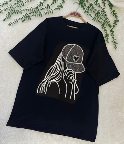 تیشرت لانگ طرح دار