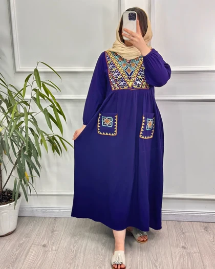 ماکسی نخی گلدوزی دوجیب 4122