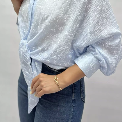 شومیز زنانه کراپ شیشه ای گل 002911247926