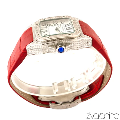 ساعت مچی کارتیه سانتوس دورنگین بند قرمز 104080