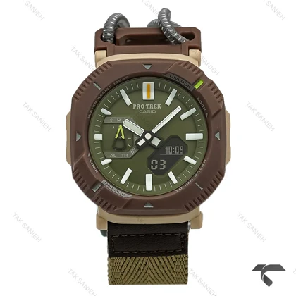ساعت کاسیو پروترک PRJ-B001 سبز قهوه ای بند کشی Protrek-10169-G