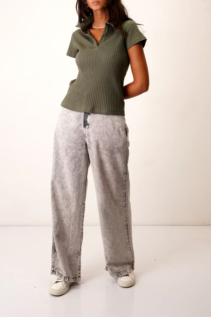 شلوار بغل چاک‌دار کتان زنانه