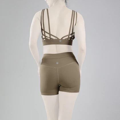 ست نیم‌تنه و کشاله بند ورزشی زنانه لولولمون مدل 5665 نسکافه‌ای