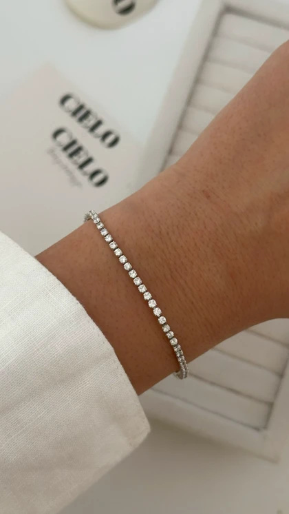 دستبند تنسی ظریف نقره ای