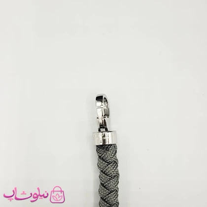 دستبند امگا کنفی یا برزنتی طوسی روشن با قفل نقره ای سایز لارج کیفیت مستر کد 1100