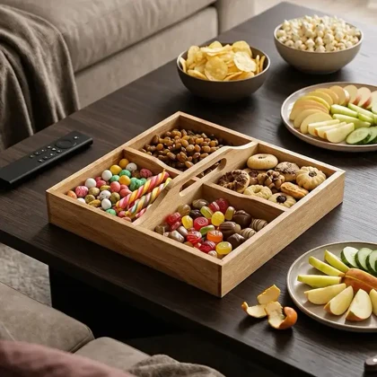 سینی مزه خوری چهارخانه چوبی