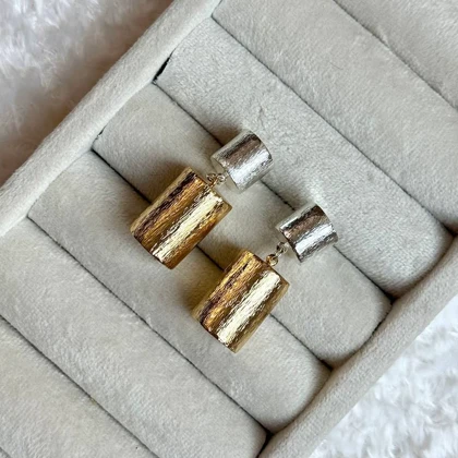 گوشواره دو رنگ استوانه‌ای