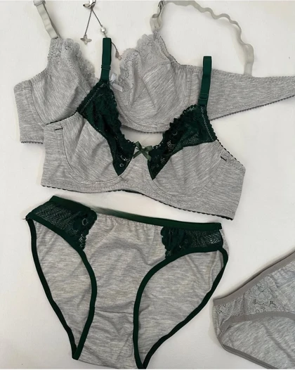 ست شورت و سوتین زنانه ملانژ گیپوری ژوبین