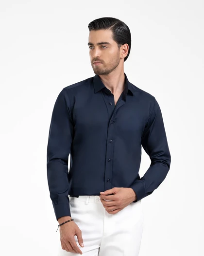 ام کی کالکشن پیراهن آستین بلند mk-22909-navy-blue