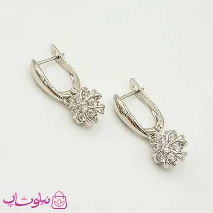 گوشواره آویز ژوپینگ مدل گل سیلور